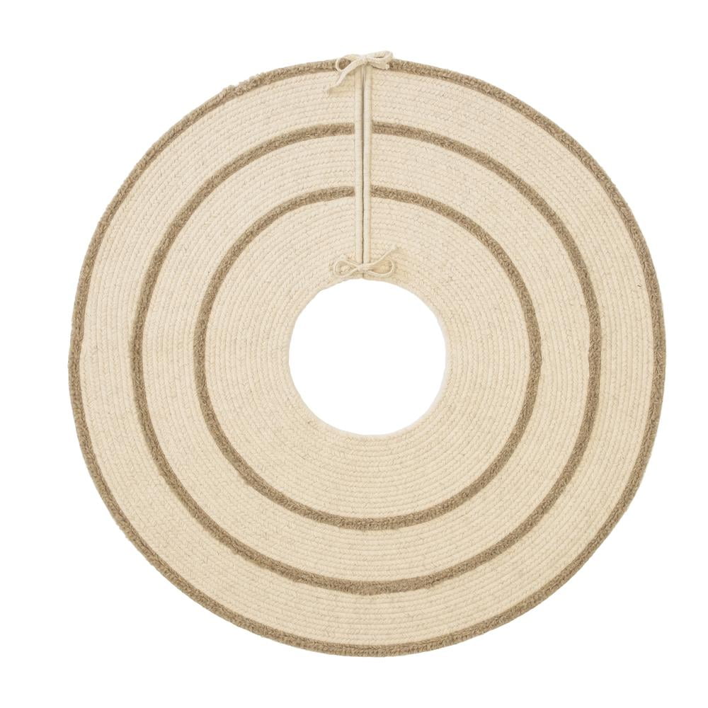Natural Wool Stripe Round Holiday Tree Skirt 44"