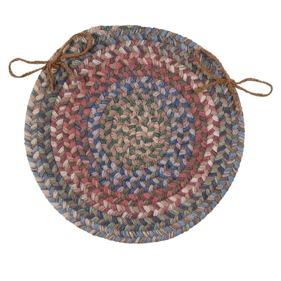 15" Brown, Blue and Red Handmade Braided Chair Pad