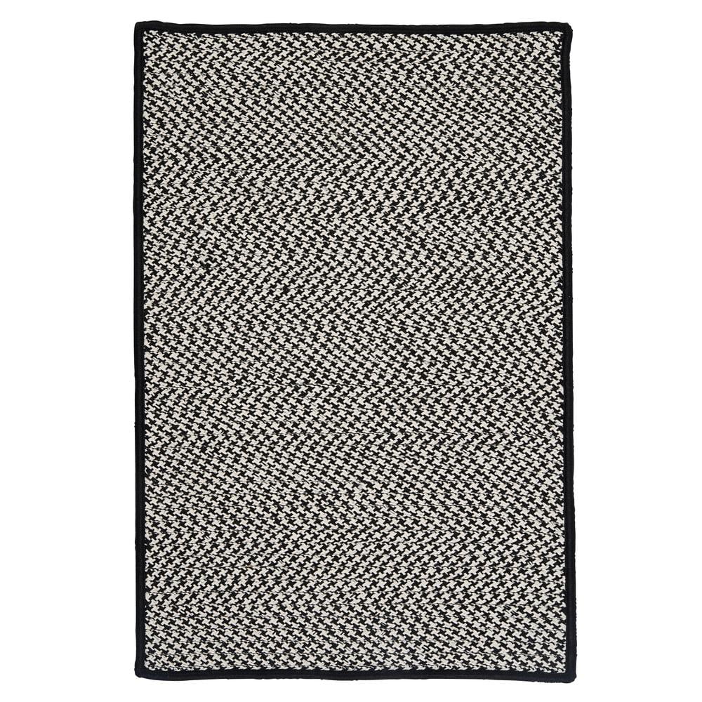 Black and White Houndstooth Reversible Synthetic Rug, 2' x 4'
