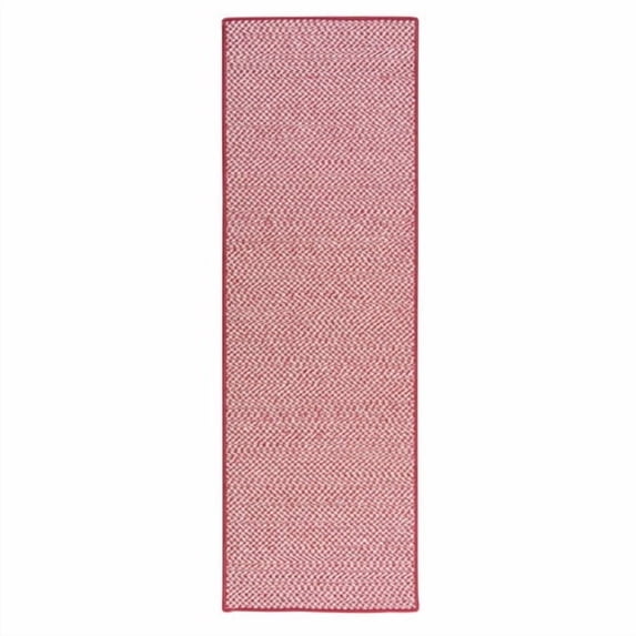 Colonial Mills 2' x 6' Red And White Rectangular Handmade Braided Area Runner Throw Rug