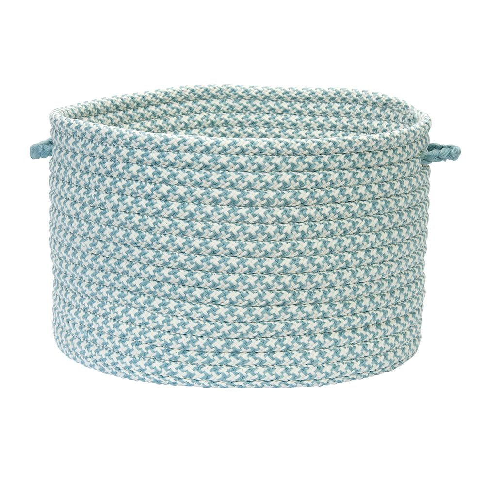 Sea Blue Round Polypropylene Houndstooth 14" Storage Basket