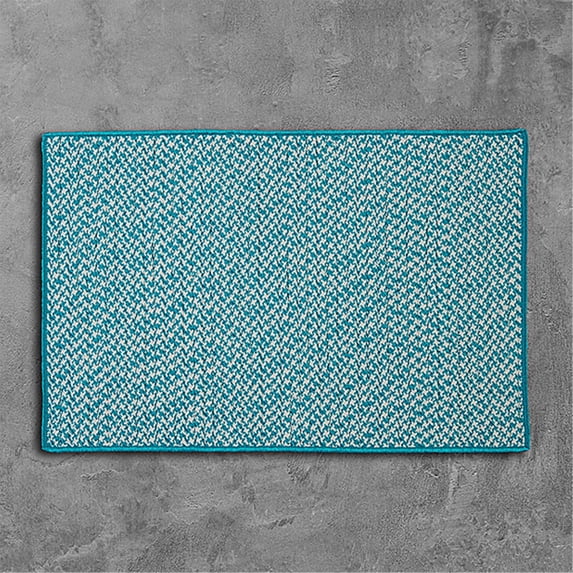 OT57R120X120S Outdoor Houndstooth Tweed - Turquoise 10 square Rug, 100% Polypropylene - Square.