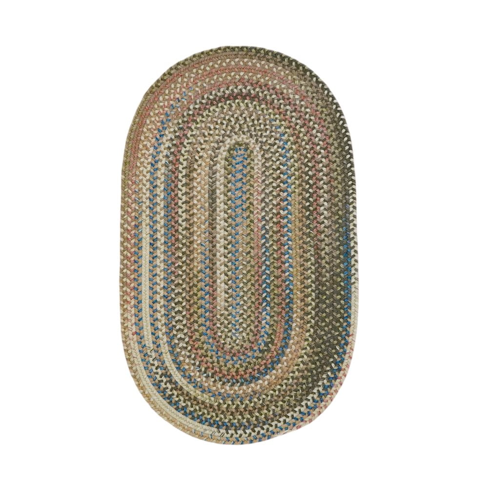 Handmade Multicolor Wool Blend Oval Braided Rug, 2' x 4'