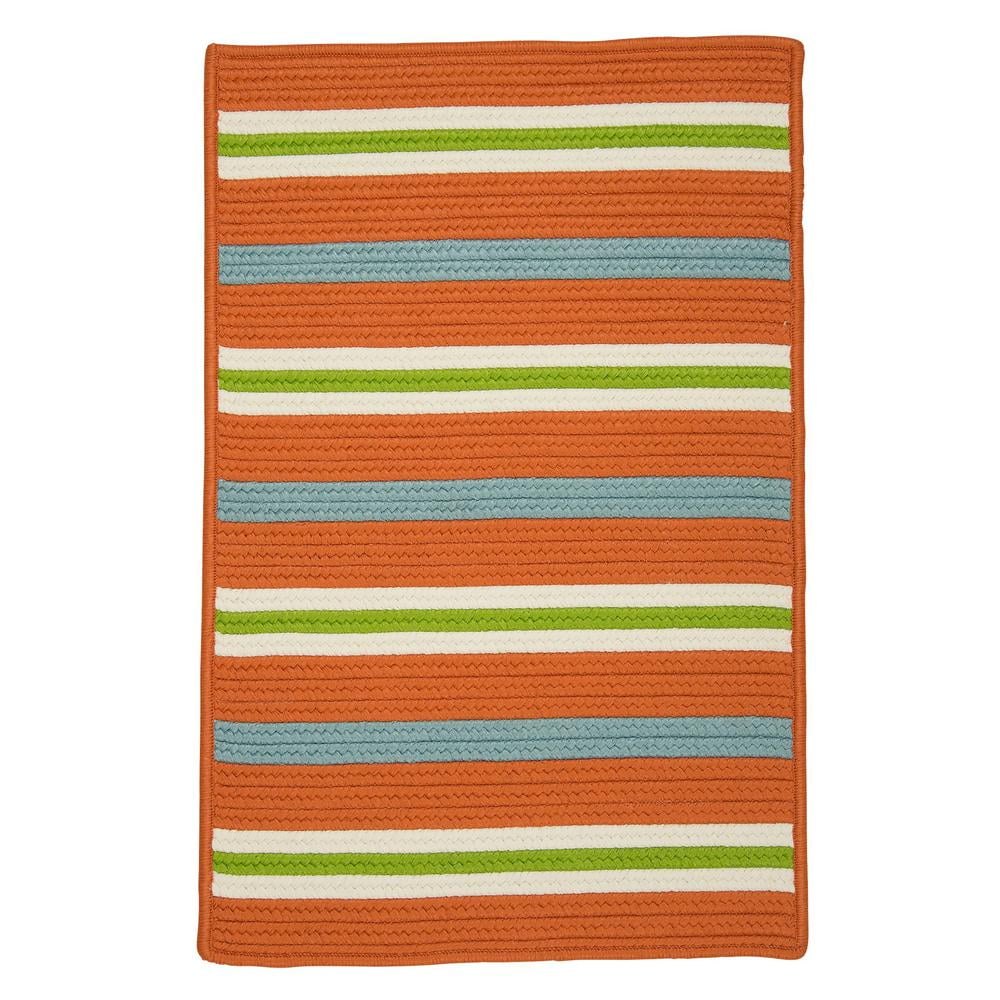 Tangerine & Blue Handmade Braided Reversible Synthetic Rug 2'x3'