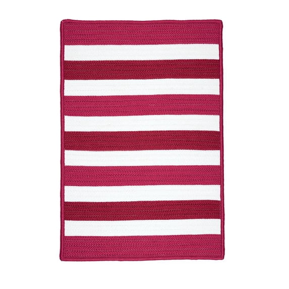Colonial Mills 7' Red and White Handmade Square Striped Area Throw Rug