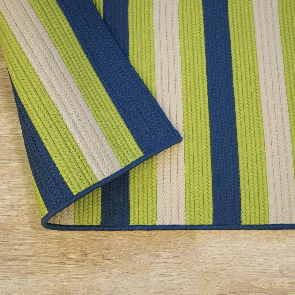 Blue and Green Striped Braided Indoor/Outdoor Rug 15x18
