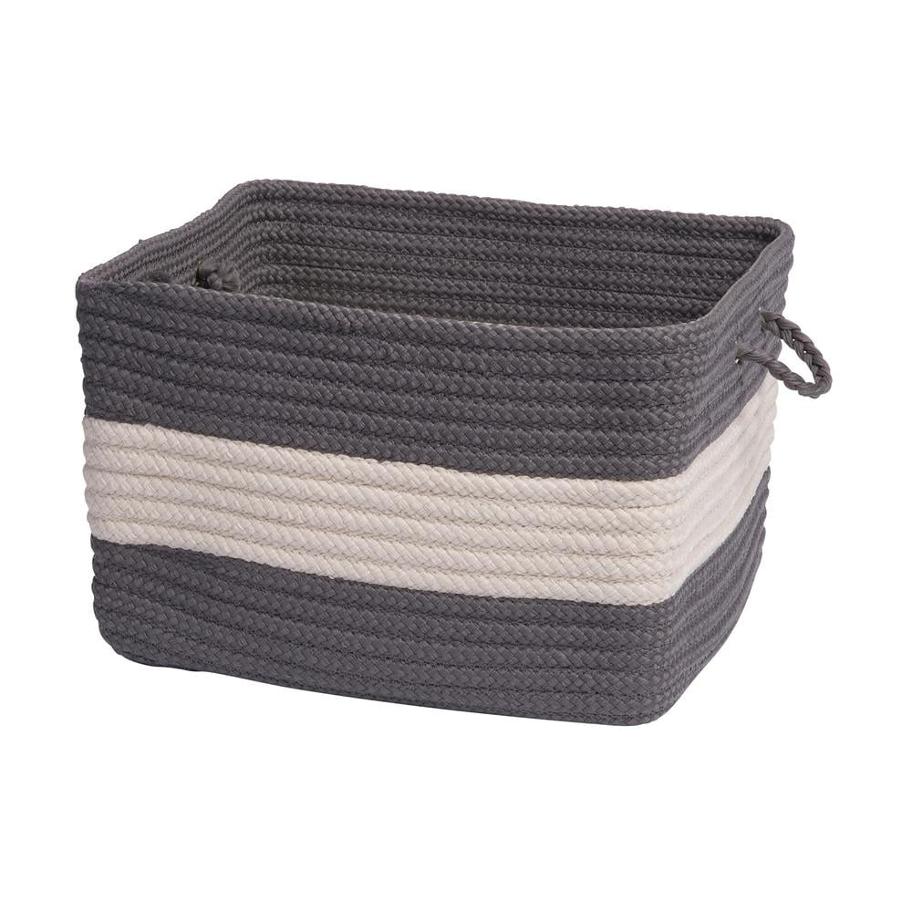 Gray and White Square Braided Polypropylene Basket