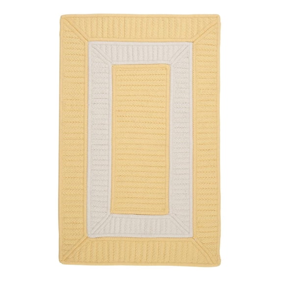 Colonial Mills 2' x 3' Yellow and White Braided Rectangular Area Throw Rug