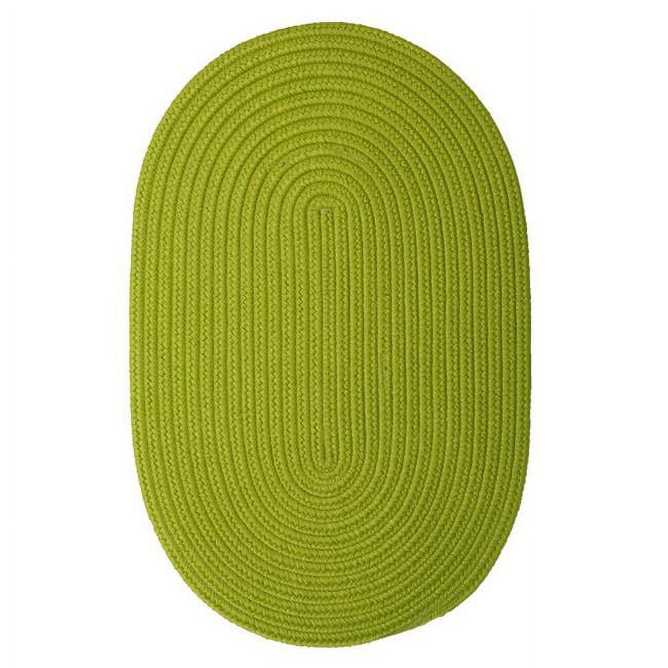 Bright Green Braided Oval Synthetic 2'x6' Rug