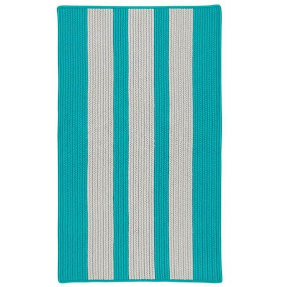 Colonial Mills Rug Everglades Vertical Stripe Braided Area Rug Turquoise - 7 x 9 ft.