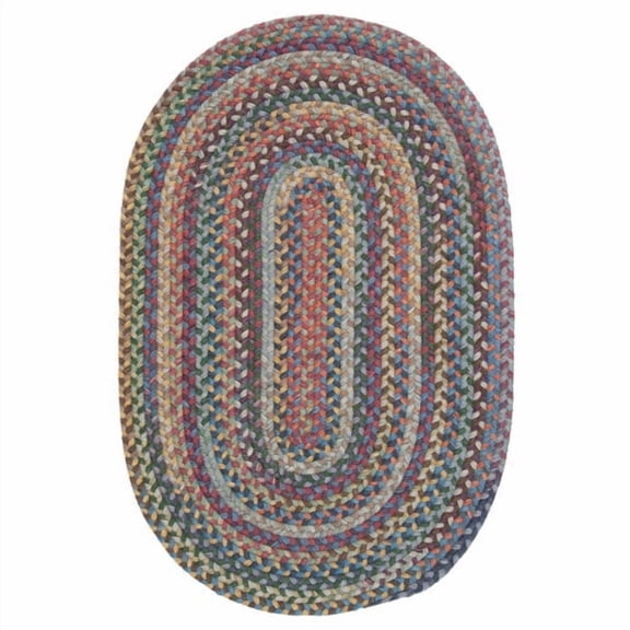 Colonial Mills 10' x 13' Red, Blue, and Yellow Braided Oval Area Throw Rug