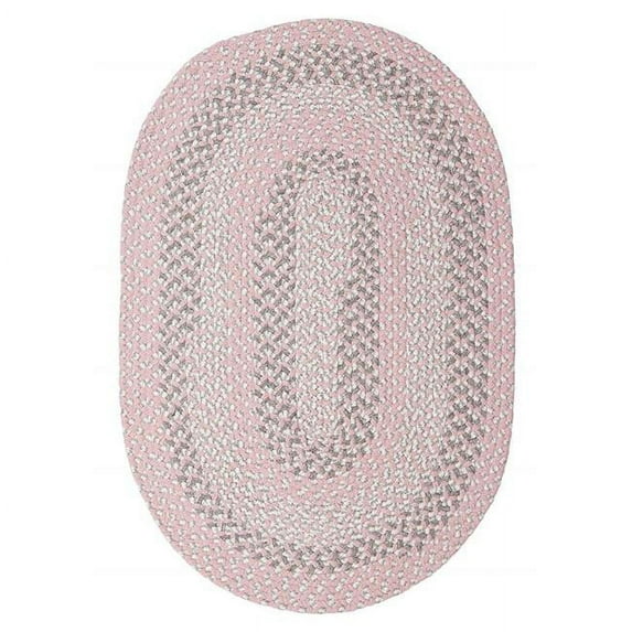 10' x 13' Pink, Gray and White Reversible Oval Nursery Rug
