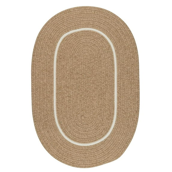 3' x 5' Beige and White Oval Area Throw Rug