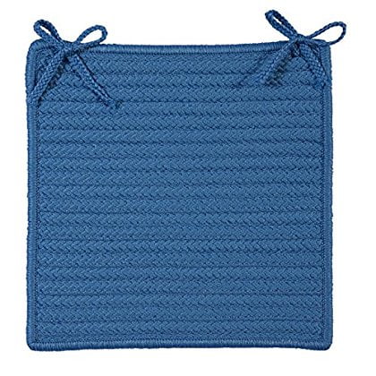 Colonial Mills 15" Blue Handmade Braided Textured Square Chair Pad