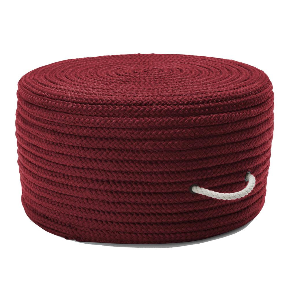 Red Woven Polypropylene Round Pouf Ottoman