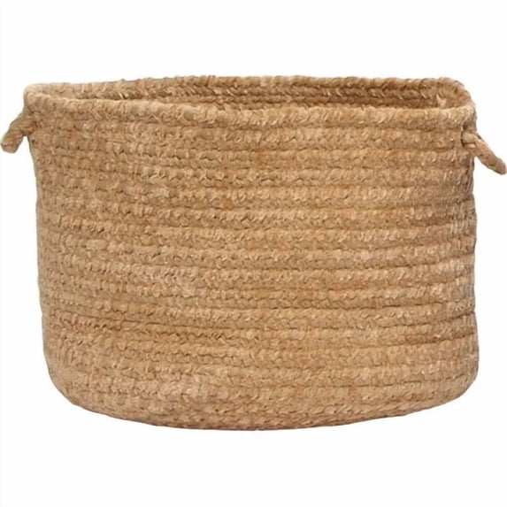 14" Beige Handmade Round Braided Basket with Handles