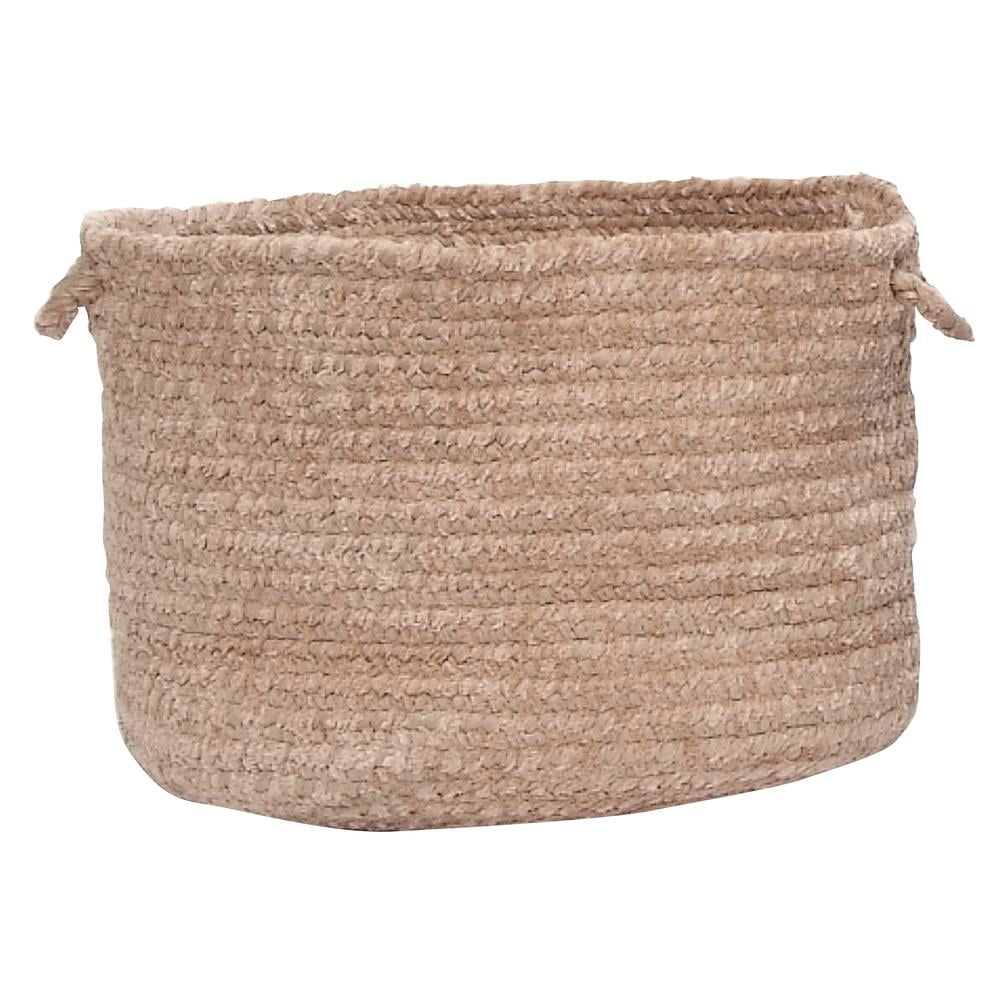 Beige Chenille Handmade Round Braided Basket, 18"