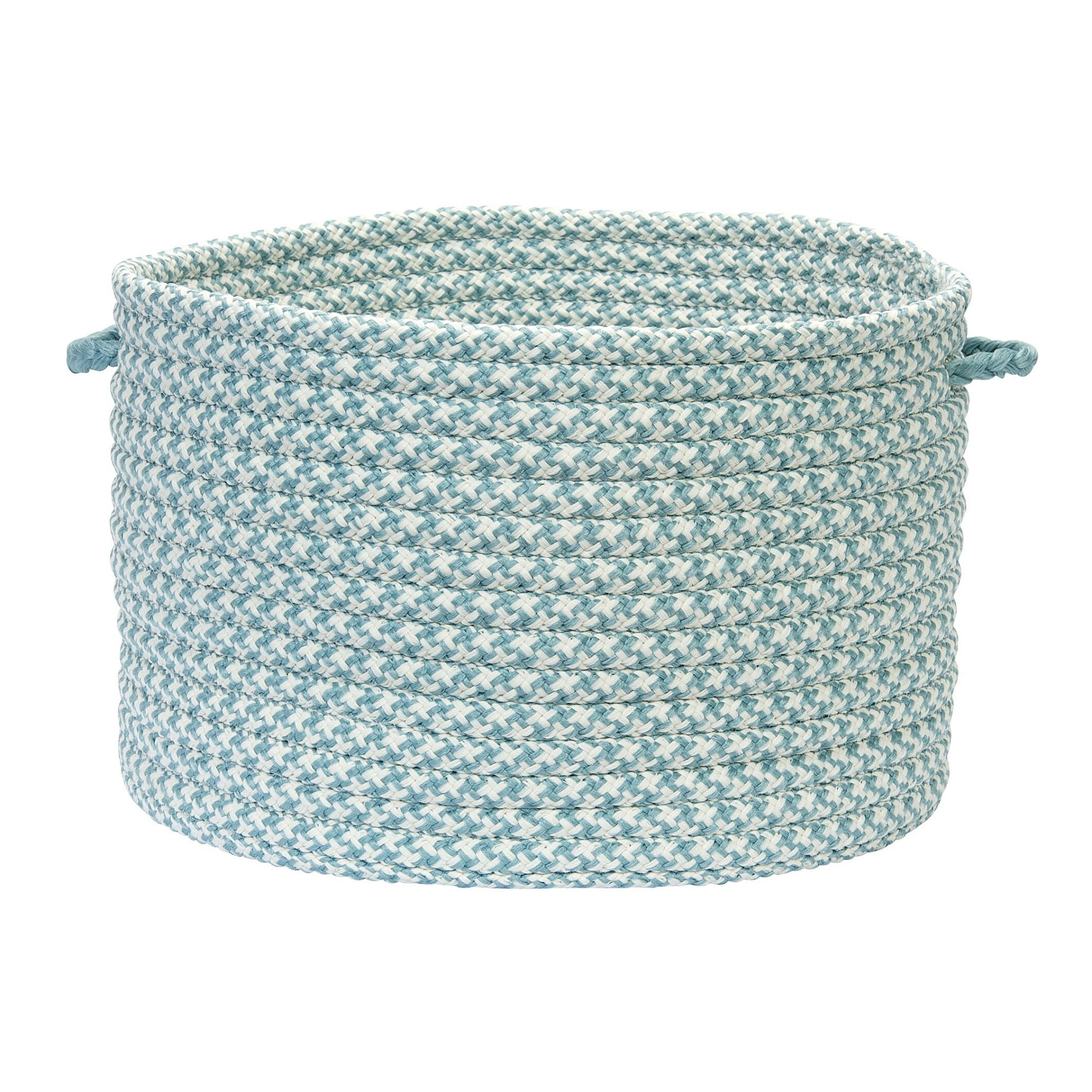 Sea Blue Round Polypropylene Houndstooth 14" Storage Basket