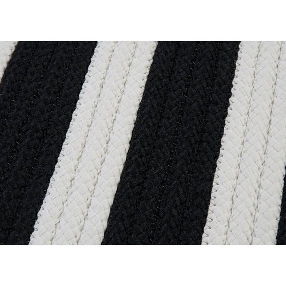 2' x 11' Black and White Rectangular Braided Runner Rug