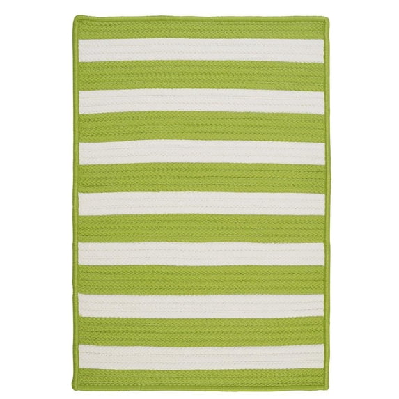 2' x 3' Lime Green and White Rectangular Braided Area Throw Rug
