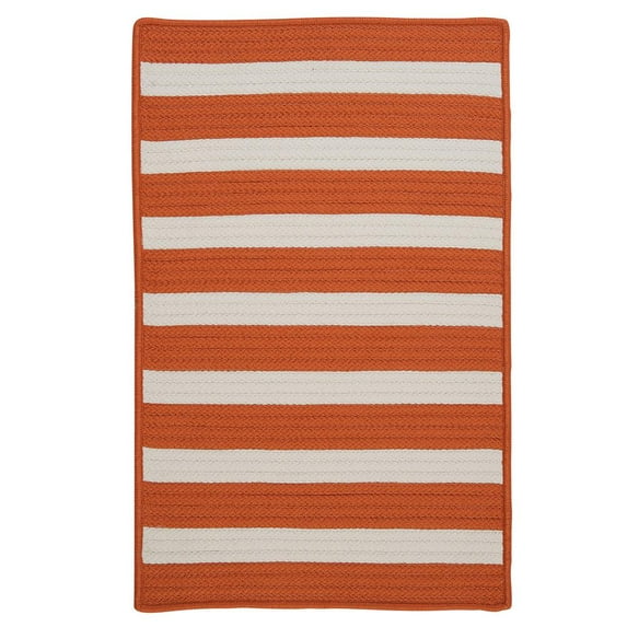 Stripe It Tangerine Indoor/Outdoor Rug, Square 4' x 4'