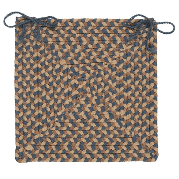 Colonial Mills Set of 4 Brown, Beige and Blue Handmade Braided Chair Pad 15"