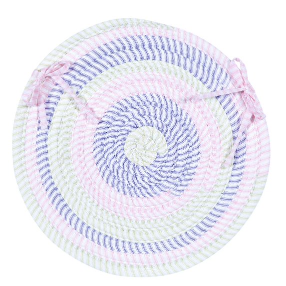 Colonial Mills Ticking Stripe Oval Braided Pink Area Rugs 15"X15" (SET 4)
