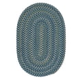 thumbnail image 1 of 7' x 10' Pale and Navy Blue All Purpose Handcrafted Reversible Oval Area Throw Rug, 1 of 2