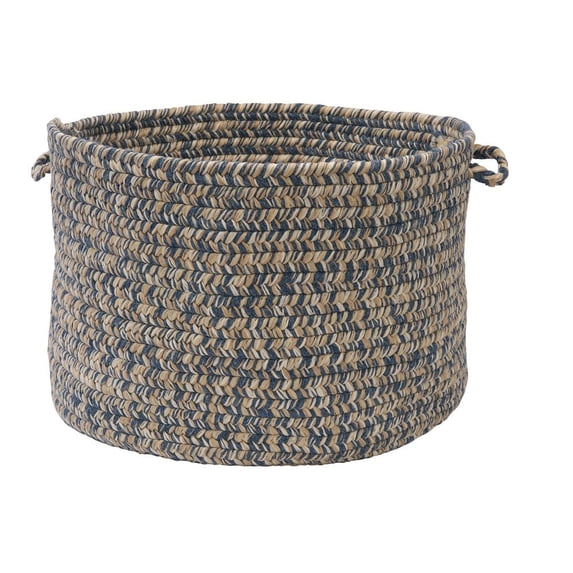Colonial Mills 14" Blue Hand Braided Round Basket with Handles