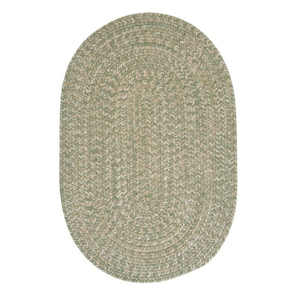 Colonial Mills 2' x 10' Green And White Oval Handmade Braided Area Runner Throw Rug