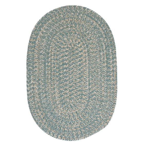 Colonial Mills 8' Mint Green And Beige Round Handmade Braided Area Throw Rug