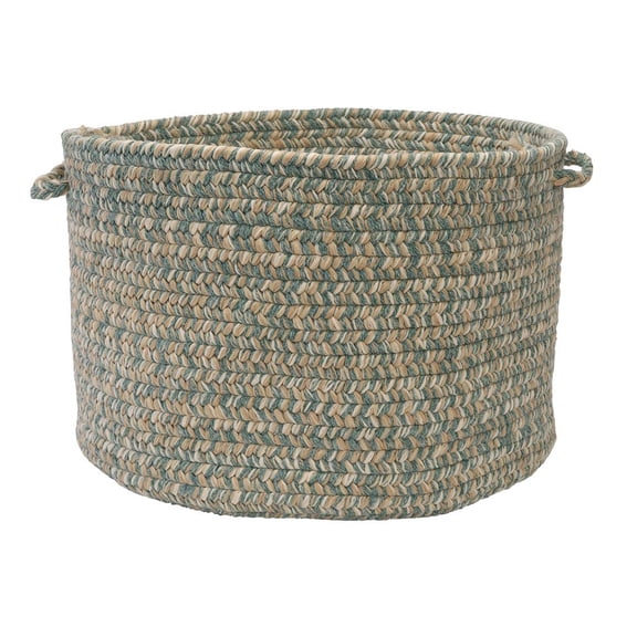 9' Mint Green And Beige Round Handmade Braided Area Throw Rug