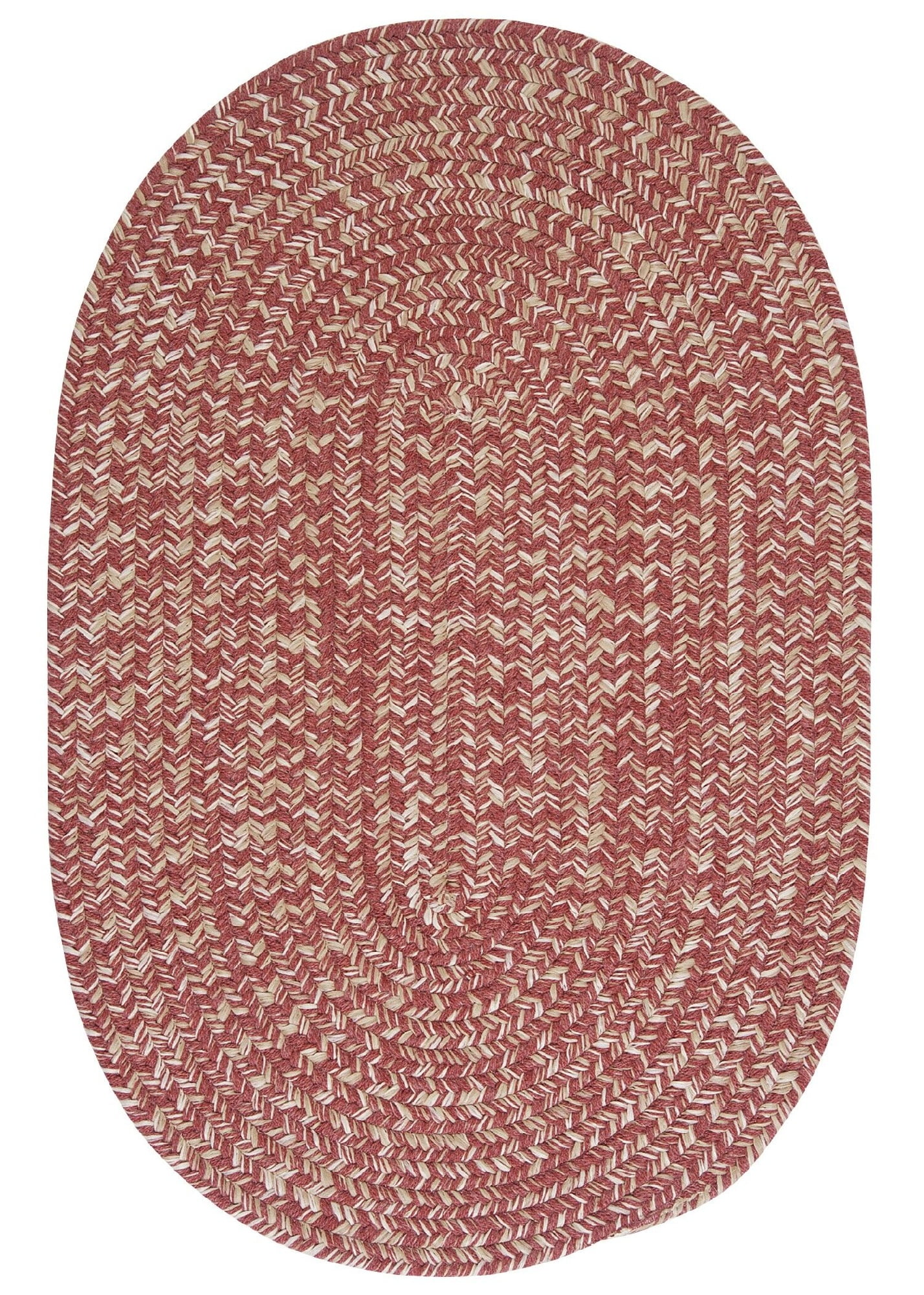 Tremont Rosewood Oval Braided 2'x4' Area Rug in Red and Beige