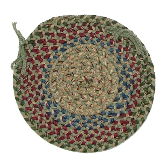 Colonial Mills 15" Green, Blue and Red Handmade Chair Pad