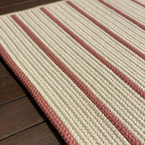Colonial Mills Beige and Red Striped Pattern Handcrafted Reversible Door Mat 45" x 70"