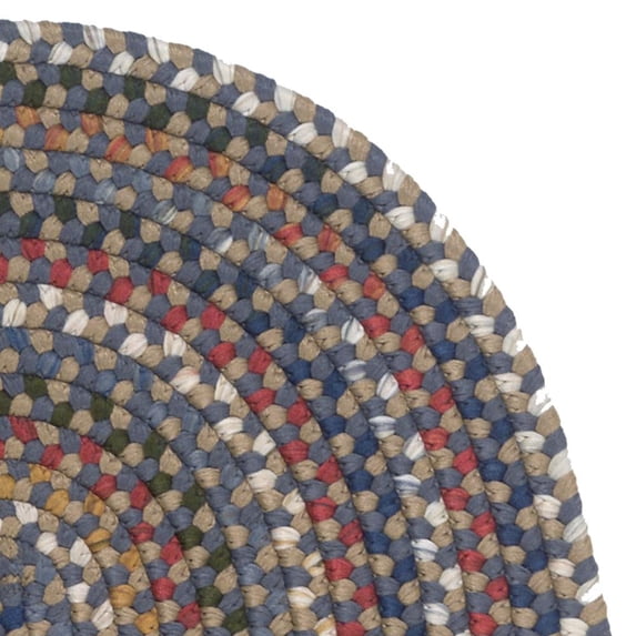 8' Blue and Red All Purpose Handcrafted Reversible Round Area Throw Rug