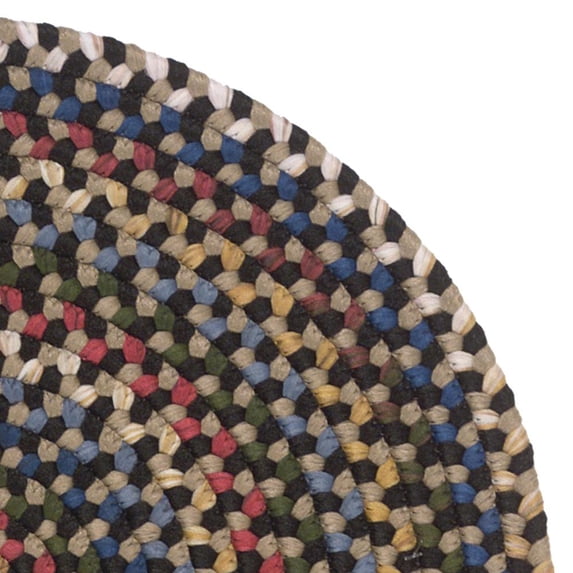 2' x 16' Black and Beige All Purpose Handcrafted Reversible Oval Area Throw Rug Runner