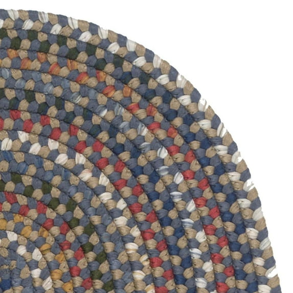 Colonial Mills 2.5' x 10' Blue and Beige All Purpose Handcrafted Reversible Oval Area Throw Rug