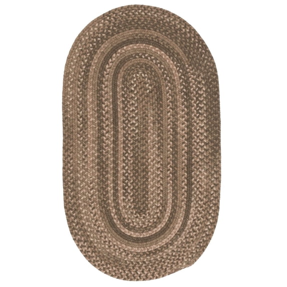 3.5' x 5.5' Coffee Brown and Beige All Purpose Handcrafted Reversible Oval Area Throw Rug
