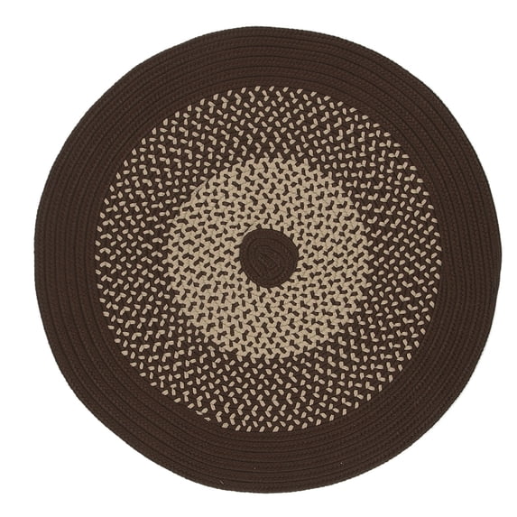 13' Brown and Ivory Bordered All Purpose Handcrafted Reversible Round Outdoor Area Throw Rug