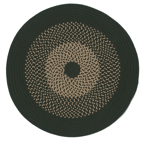 10' Green and Tan All Purpose Handcrafted Reversible Round Outdoor Area Throw Rug