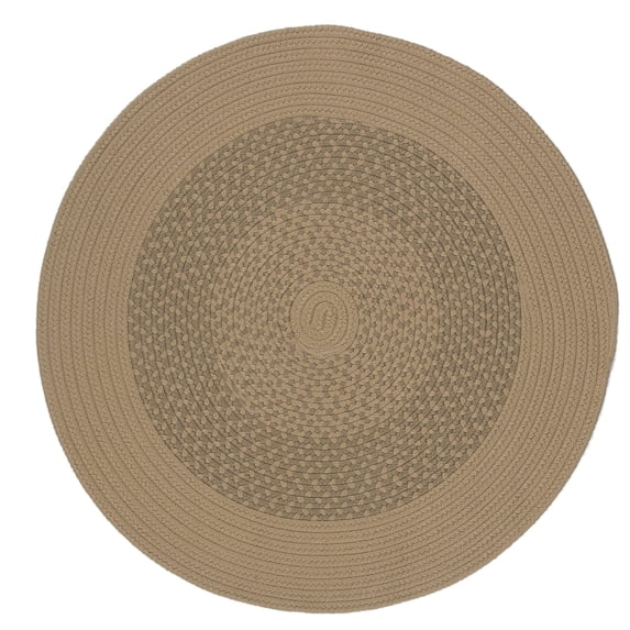 16' Cedar Brown Bordered All Purpose Handcrafted Reversible Round Outdoor Area Throw Rug