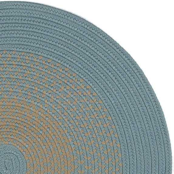 Colonial Mills 7' Blue and Tan All Purpose Handcrafted Reversible Round Outdoor Area Throw Rug