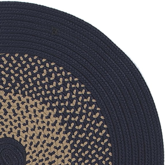 Colonial Mills 2.5' x 7' Navy Blue and Beige All Purpose Handcrafted Reversible Oval Outdoor Area