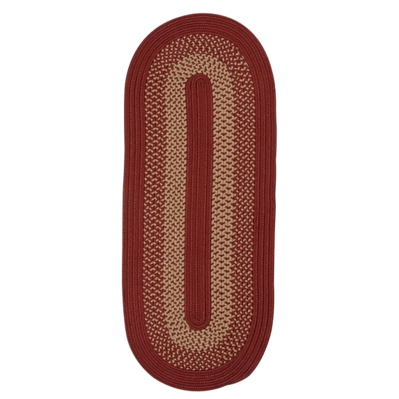 2' x 5' Burgundy Red and Tan All Purpose Handcrafted Reversible Oval Area Throw Rug Runner