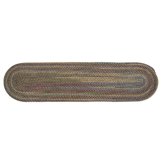 Colonial Mills 2' x 8' Brown and Blue Variegated Braid Handmade Reversible Oval Area Throw Rug