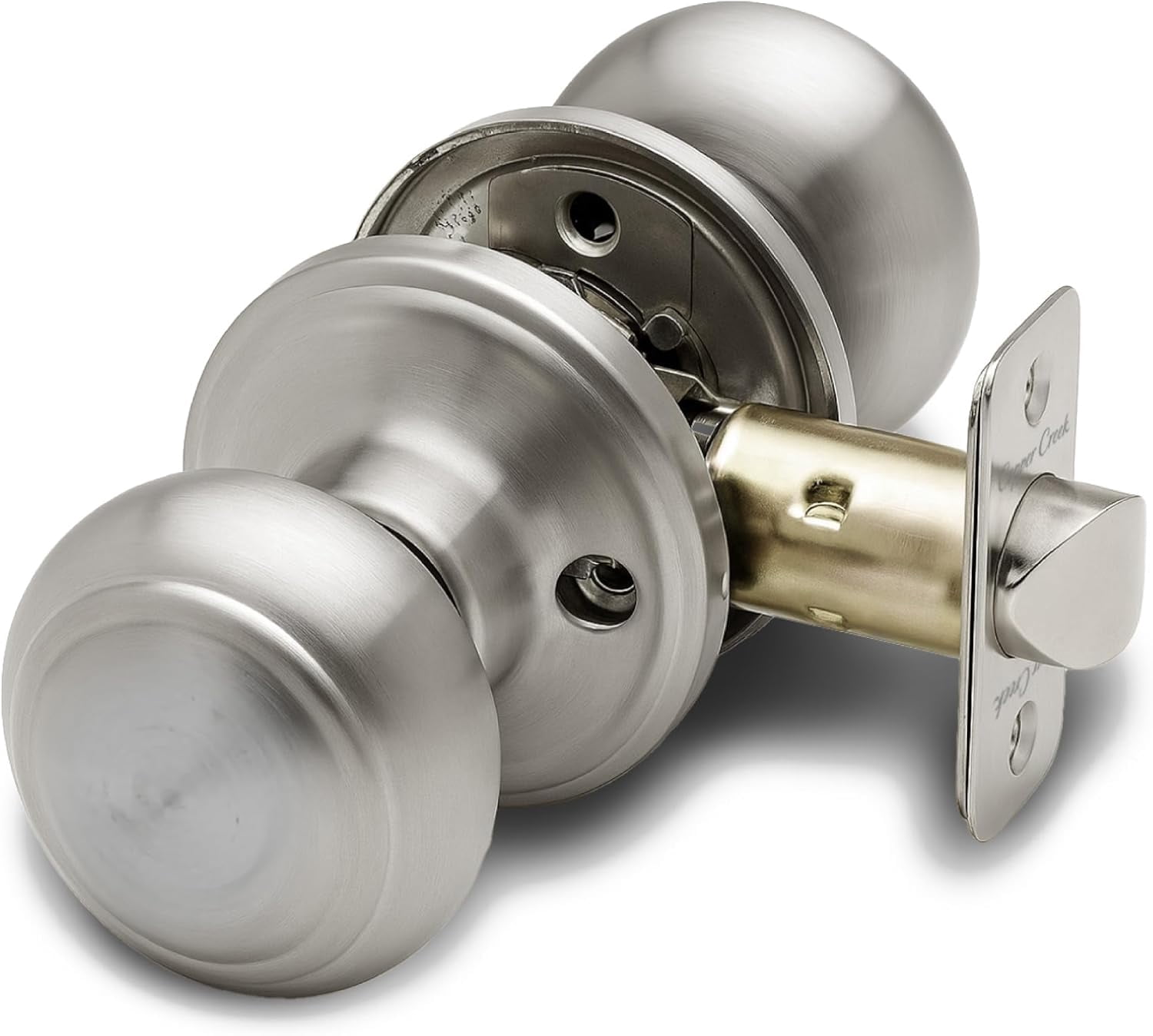 Colonial Passage Interior Door Knob – ANSI Grade-3 Certified, Modern Heavy Duty Handle, Easy Install and Reversible for Bedroom, Bathroom and Closets – Satin Stainless (1 Pack)