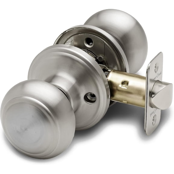 Colonial Passage Interior Door Knob ANSI Grade-3 Certified, Modern Heavy Duty Handle, Easy Install and Reversible for Bedroom, Bathroom and Closets Satin Stainless (1 Pack)