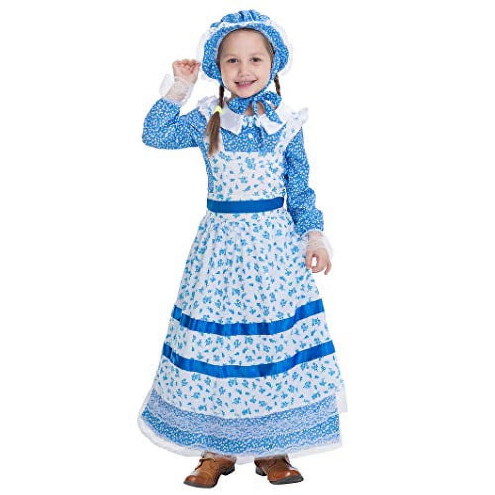 Colonial Pioneer Girls Costume Deluxe Prairie Dress for Halloween Laura ...