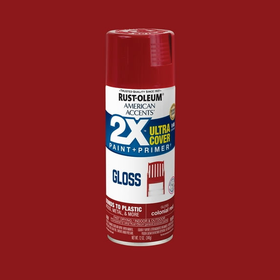 Rust-Oleum 327877 American Accents 2X Ultra Cover Colonial Red Gloss 12 oz Spray Paint, 1 Piece 1 Pack